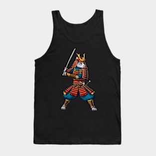 Cat Japanese Samurai Ninja Tank Top